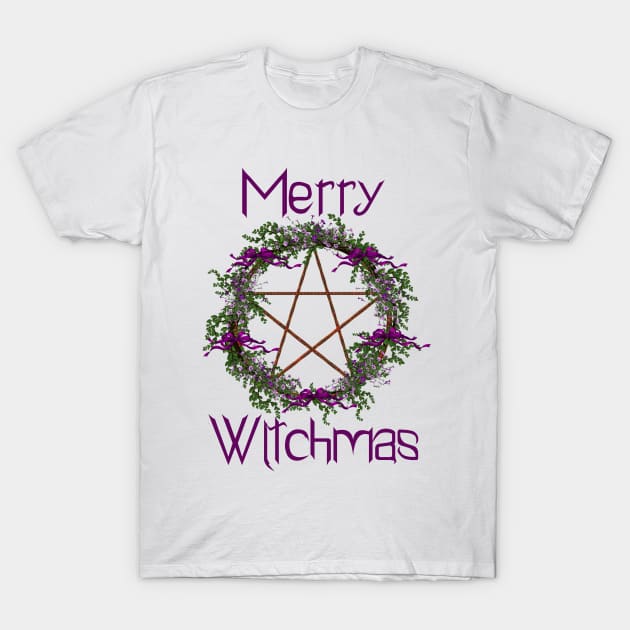 Merry Witchmas Pentacle Wreath T-Shirt by The Cottage Cauldron